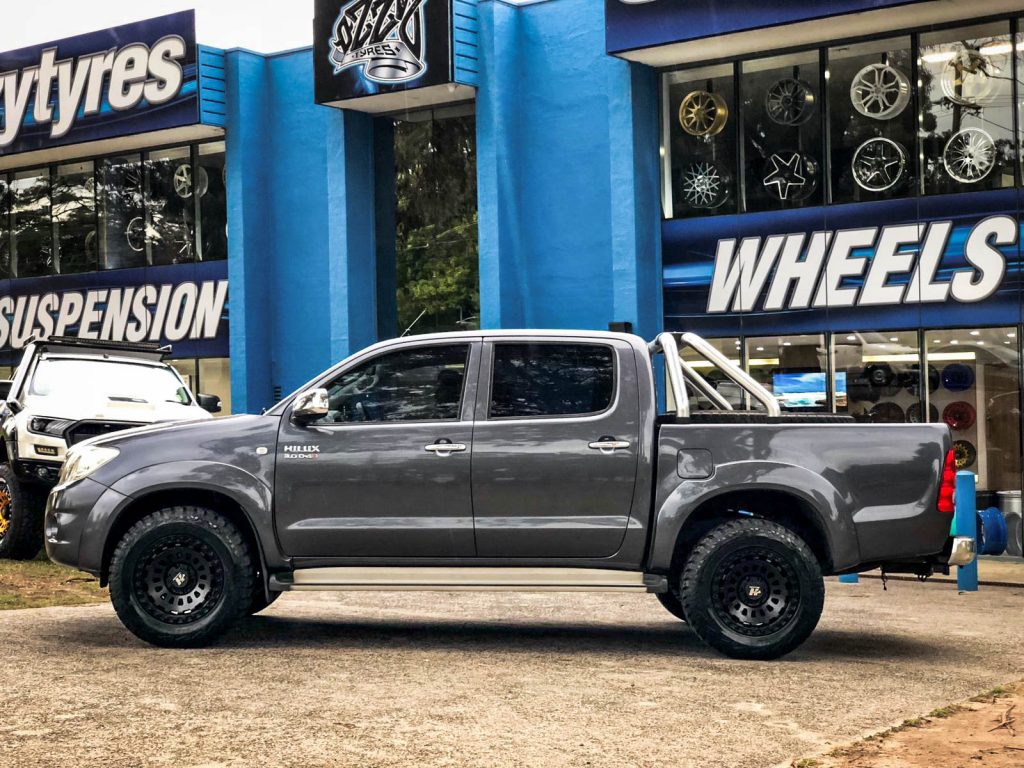 Toyota Hilux On Hussla Hussla Strikeforce Matte Black 1 Hussla Wheels