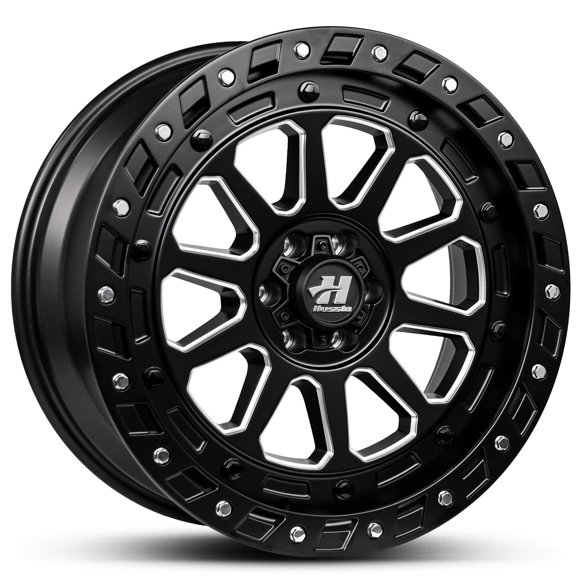 Invador Matte Black Milled Spokes Chrome Bolts Hussla Wheels Off Road Car Suv Passenger Wheels